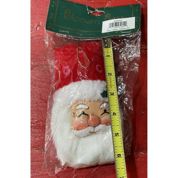 Vintage Fabric Santa Head Christmas Ornament Potpourri Press NOS Painted Face - Picture 3 of 5